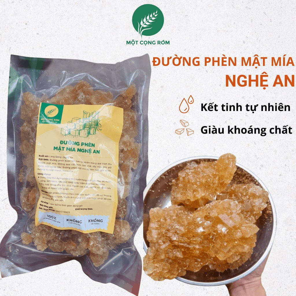 1kg Đường phèn Mật mía Nghệ An kết tinh dạng vụn | Một Cọng Rơm