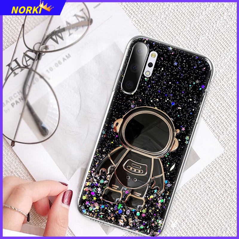 Ốp Điện Thoại Kim Tuyến Nước Kèm Giá Đỡ Hình Phi Hành Gia 3D Cho Samsung Galaxy Note 20 20Ultra 10 10Plus 10Lite 9 8