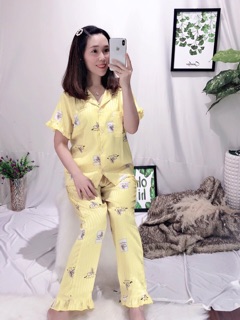 BỘ LỤA GẤM TAY NGẮN QUẦN DÀI