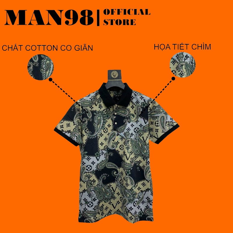 Áo phông nam có cổ, áo polo nam hoạt tiết 3d cao cấp PS19