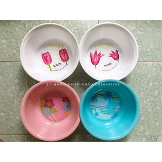 { hàng công ty}Chậu nhựa, thau nhựa hoa văn tròn 35cm Thái Lan nhiều màu