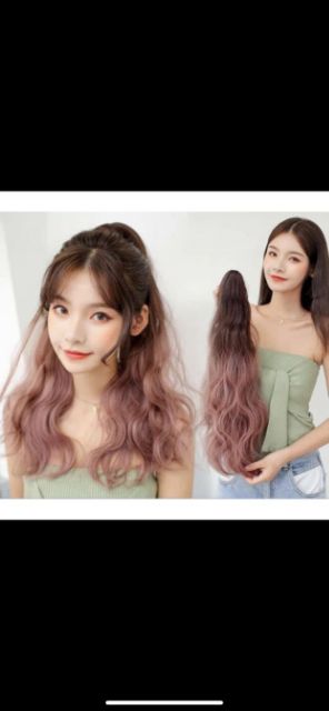 Tóc giả nữ ngoặm 🤩FREESHIP🤩 Tóc giả ngoặm xù mini omber hồng