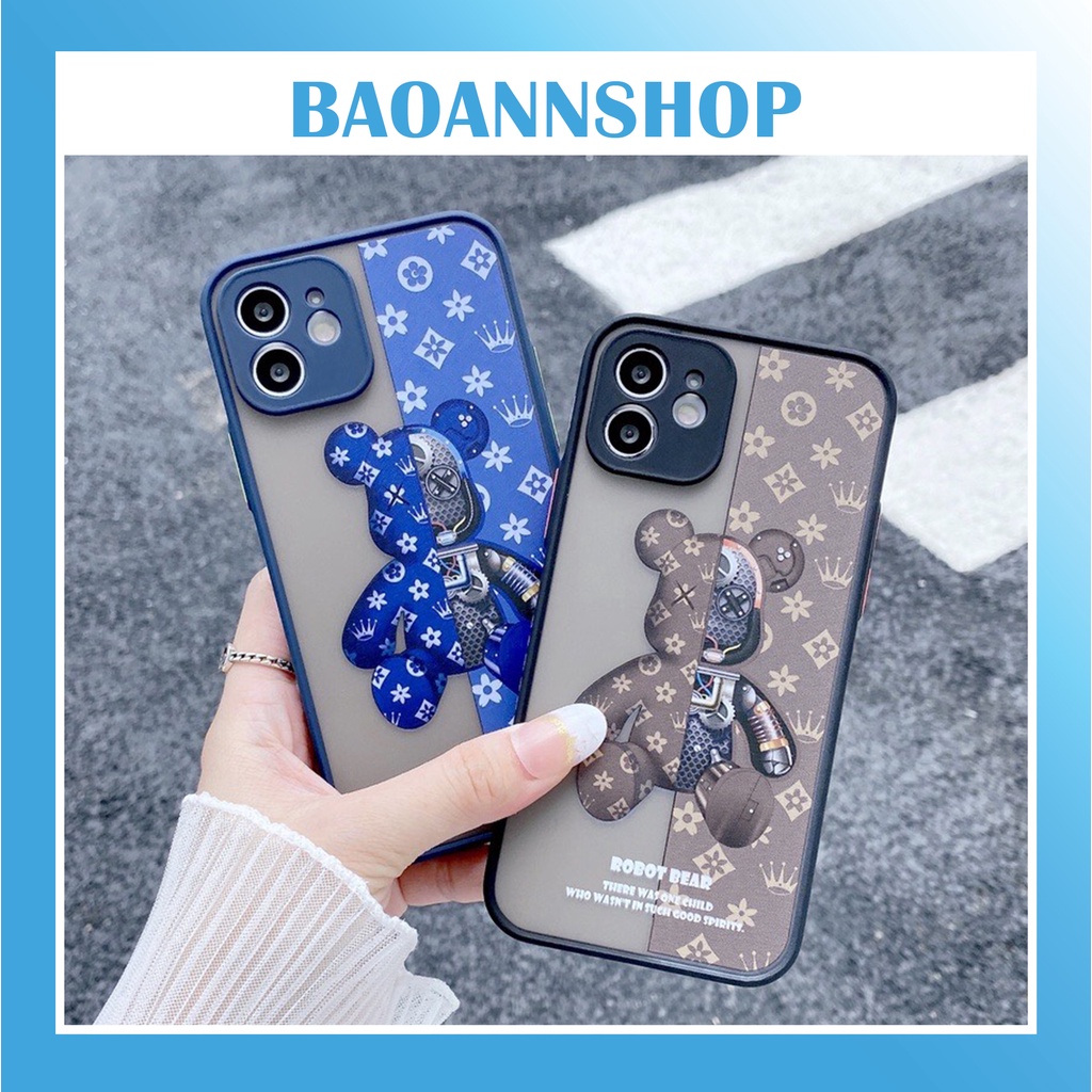 Ốp lưng iphone Hình gấu Lv Lưng Nhám Phím Màu G12 7plus/8plus/x/xs/xsmax/11/12/13/promax - BAOANNSHOP