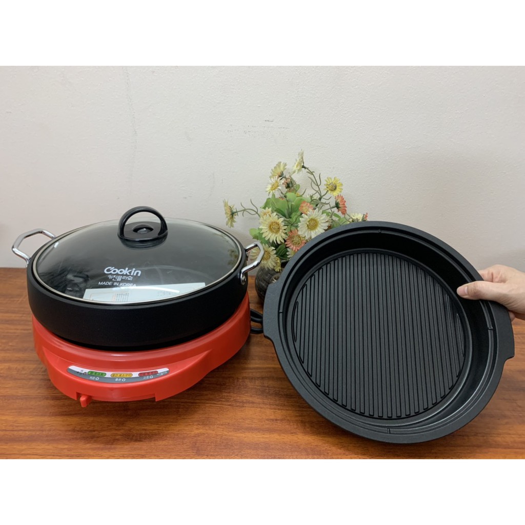 Nồi lẩu và nướng điện Cookin KEP-105 (Đỏ, đen)