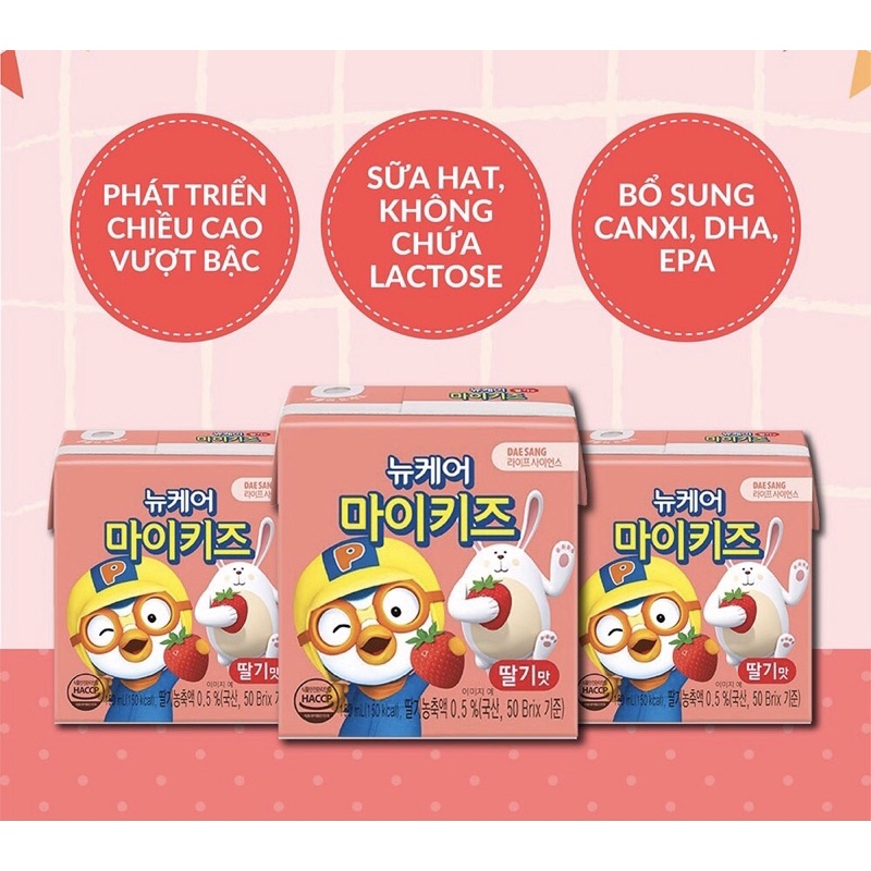 sữa nước Pororo hàn quốc tăng chiều cao và cân nặng vị dâu,socola 150ml date 1/2023