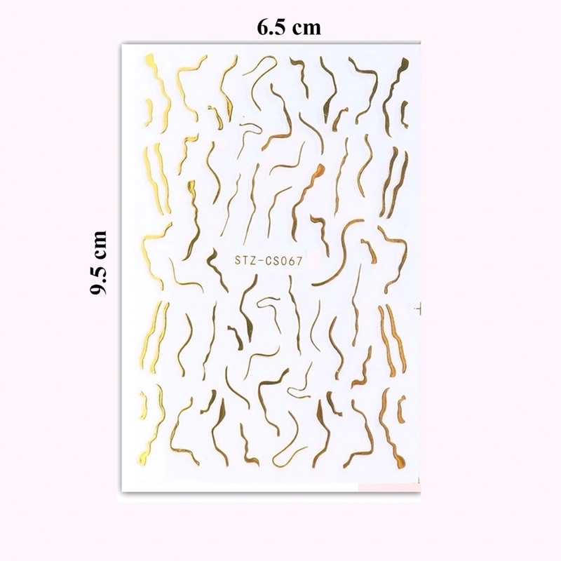 Sticker dán móng nail đường cong line viền vàng