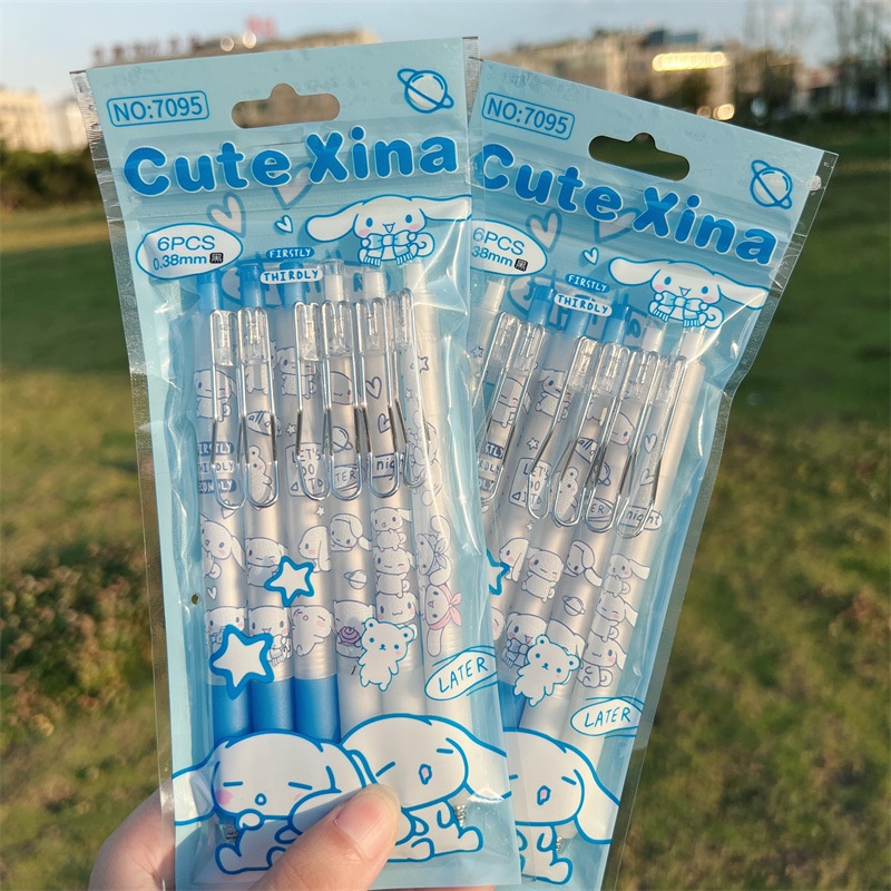 Set 6 Bút Bi Mực Đen Ngòi 0.38MM
