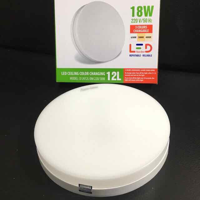 Đèn LED Ốp Trần Đổi Màu Rạng Đông Tròn D LN12L ĐM 220/18W - Đường kính 220mm