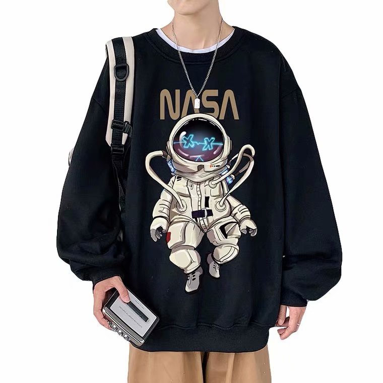 Áo Sweater Cổ Tròn Dáng Rộng In Hình Phi Hành Gia Phong Cách Hàn Quốc Thời Trang Mùa Thu Cho Nam Và Nữ M-8Xl