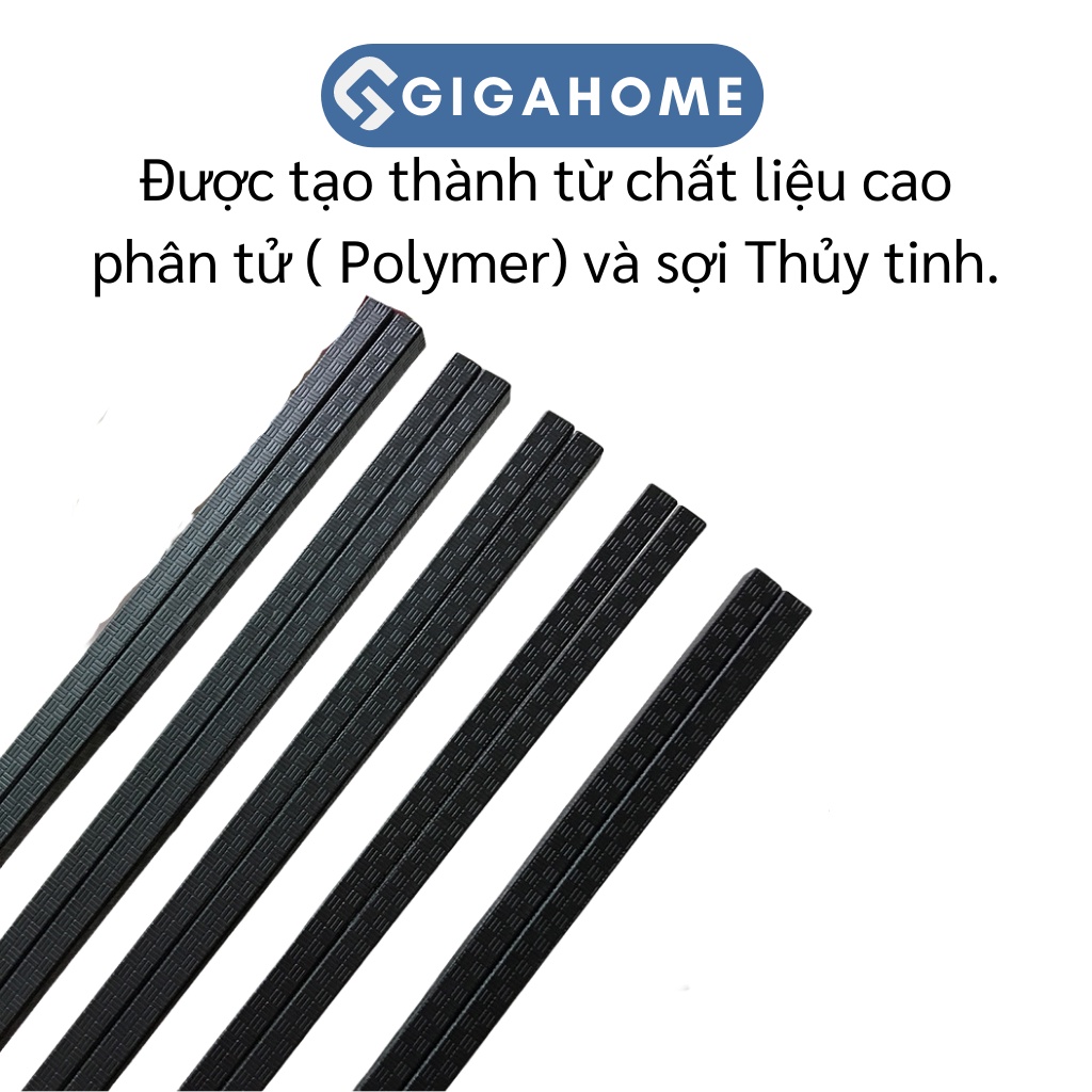 Bộ 10 Đôi Đũa Ăn GIGAHOME Hợp Kim Màu Đen Chịu Nhiệt Cao, Chống Trượt Sang Trọng 7995