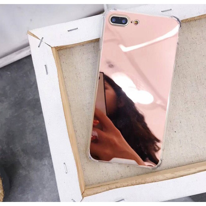 Ốp lưng tráng gương iPhone 6 6s 6 Plus 6s Plus 7 7 Plus 8 8Plus X dẻo silicon chống sốc case điện thoại màu hồng xám bạc