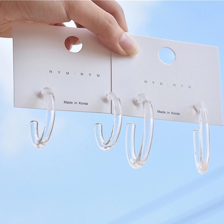 Khuyên Tai Tròn Trong Suốt Cá Tính Độc Đáo Hợp Thời Trang 2021 Cho Nữ A617