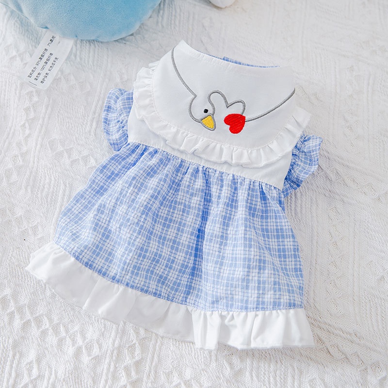 Đầm Con Ngỗng Thêu Hình Trái Tim Mùa Hè Cho Mèo Cưng