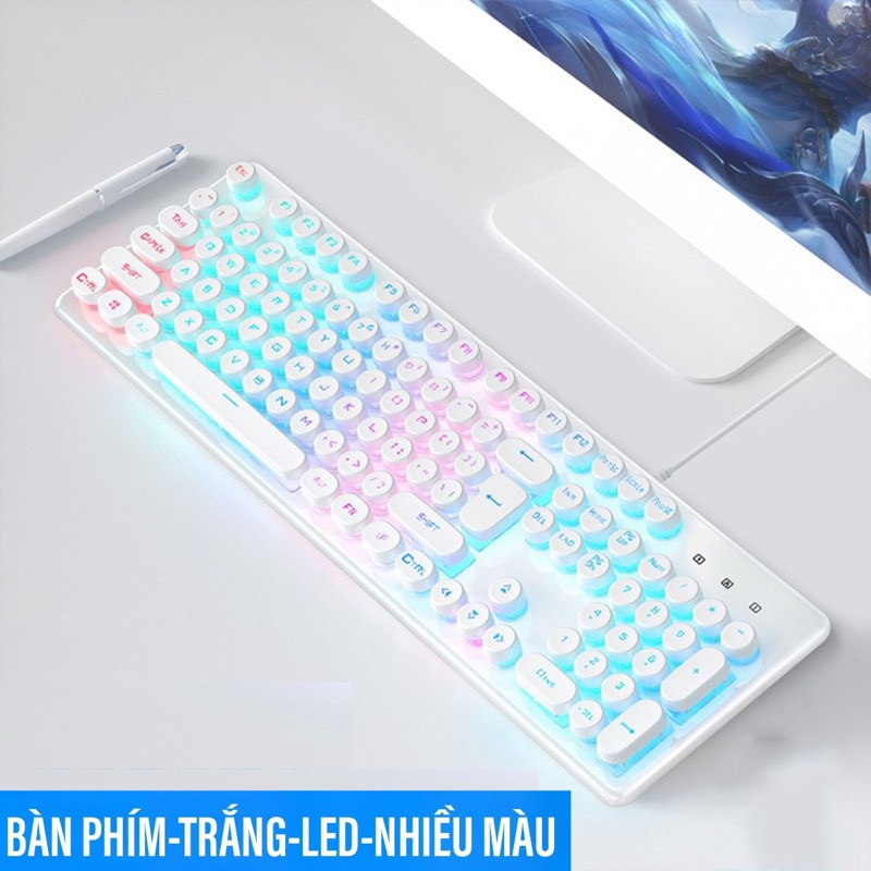 BÀN PHÍM KÈM CHUỘT K620 NÚT TRÒN MÀU HỒNG TíCH HỢP ĐÈN Led XUYÊN CHỮ .