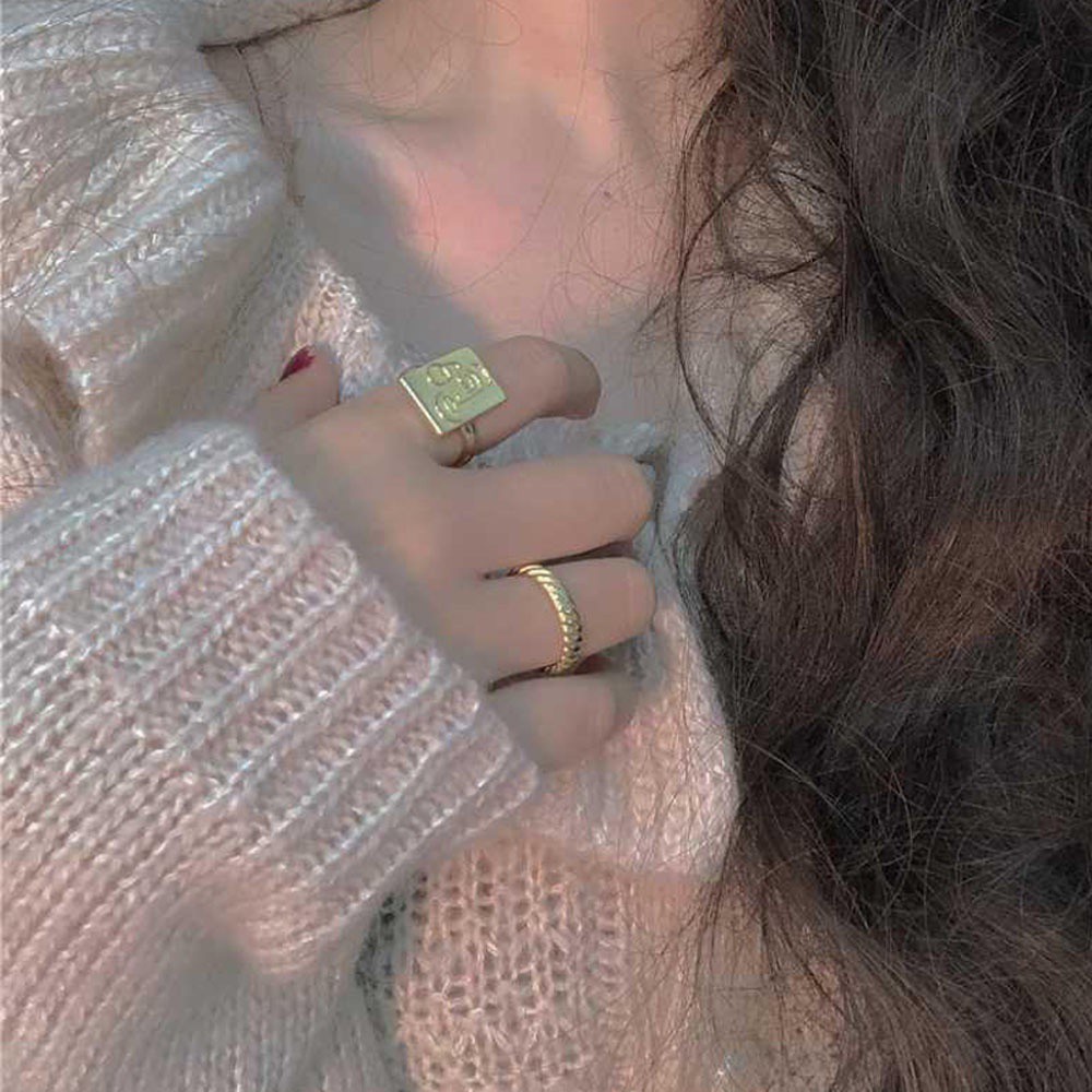 Nhẫn Đeo Khớp Ngón Tay Bằng Hợp Kim Hình Mặt Cười Nhiều Màu Thời Trang Hàn Quốc Cổ Điển Dành Cho Nữ