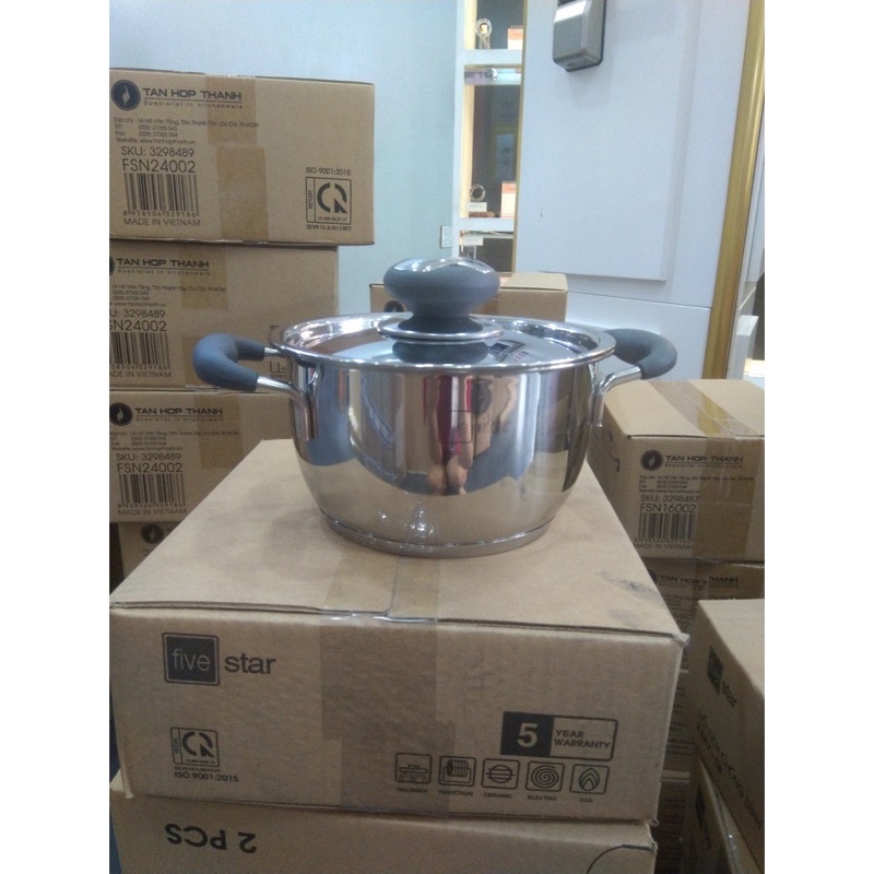 Nồi inox FIVESTAR 3 Đáy  Quai Silicon