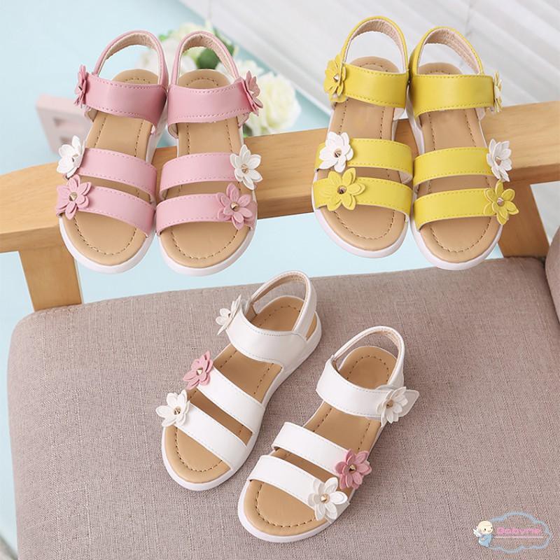 Giày sandal đính bông đơn giản dễ thương cho bé gái