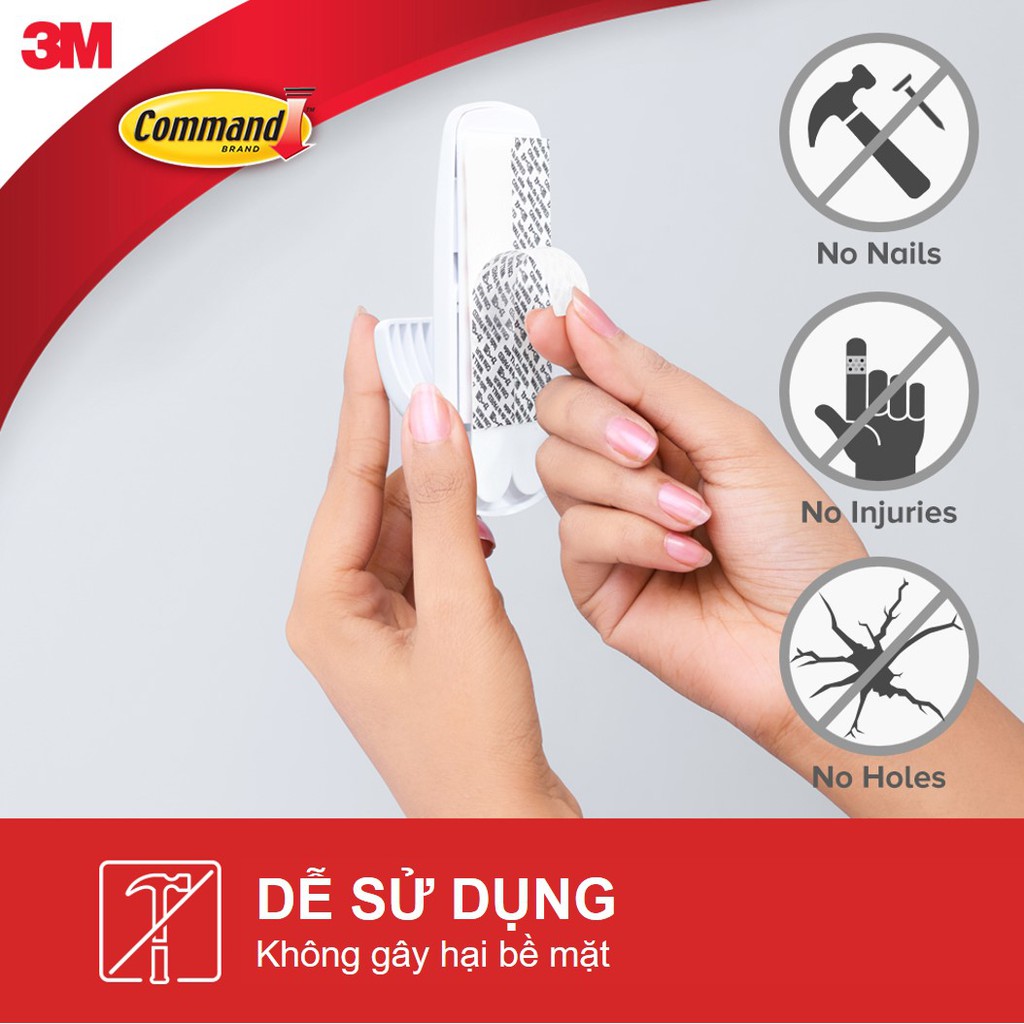 Móc dán tường Jumbo Command 3M chịu lực 3.4kg - Dễ sử dụng, độ bền cao, bám cực chắc, tháo cực dễ 17004ES