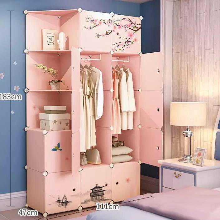 TỦ NHỰA LẮP GHÉP THÔNG MINH15 Ô (GỒM 3 KỆ GÓC) VÁCH TRẮNG CỬA QUẦN ÁO sâu 47cm