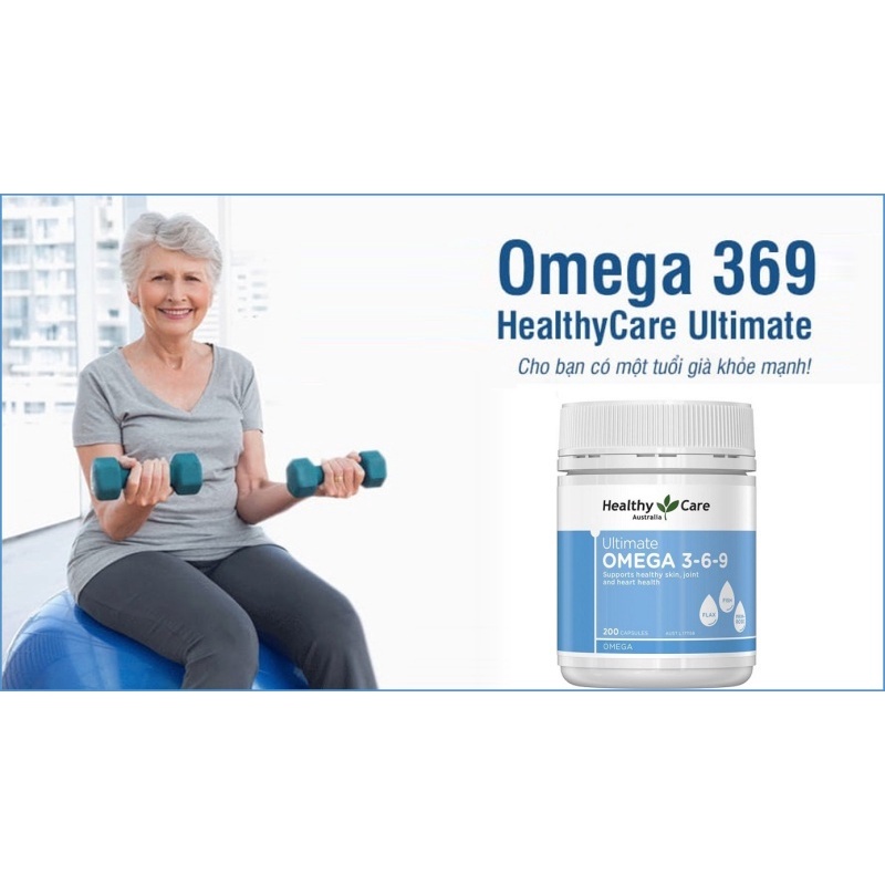 Omega 369 Healthy Care - Dầu Cá Nội Địa Úc - Giúp sáng mắt , bổ sung DHA , EPA giúp phát triển trí não - Hộp 200 viên