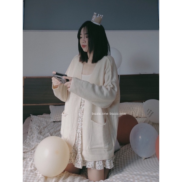 Áo cardigan len form rộng viền trái Bazic one | BigBuy360 - bigbuy360.vn