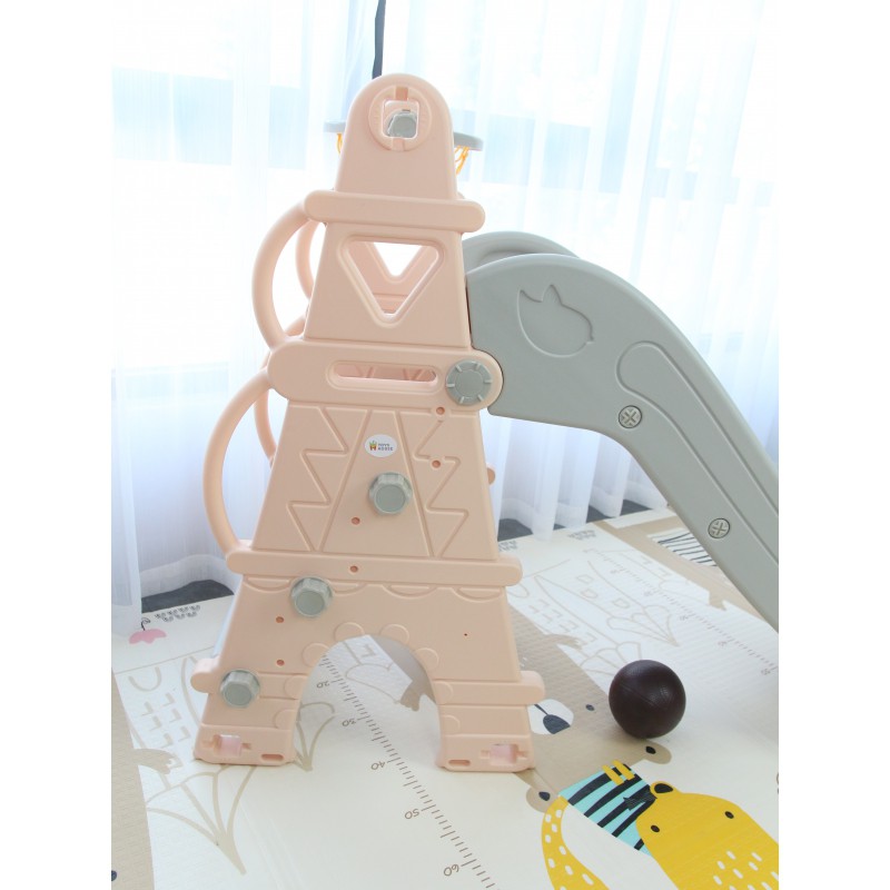 Cầu trượt cho bé hình tháp Eiffel, có kèm khung bóng rổ Toyshouse