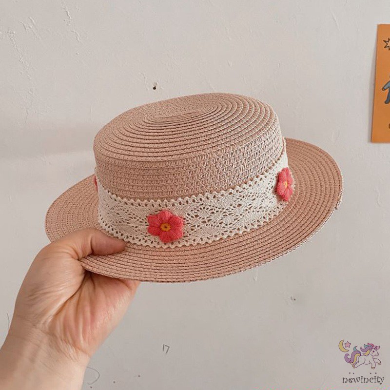 Mũ Rơm Cói Đính Hoa Xinh Xắn Cho Bé Gái