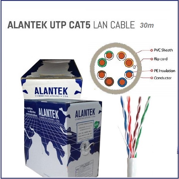 Cáp mạng cat5e utp 30m, cáp mạng alantek, shopcongnghe_2021