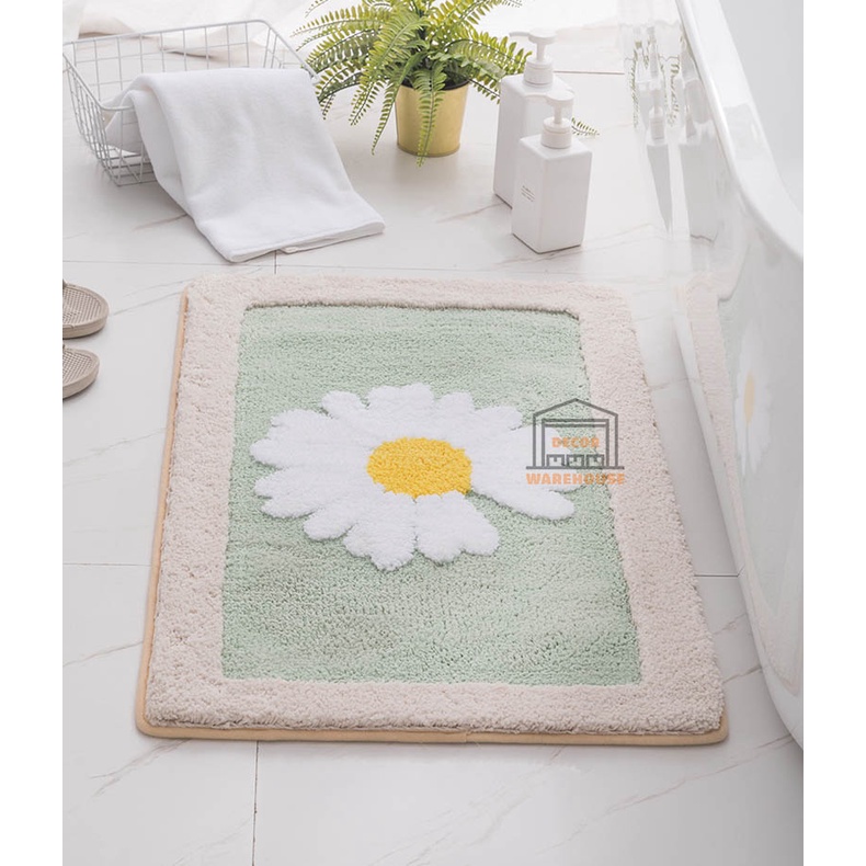 [BÁN SỈ] Thảm lông hoa cúc siêu mịn 45x65cm chống trượt trang trí phòng tắm, phòng ngủ cute VINTAGE kiểu Hàn giá rẻ