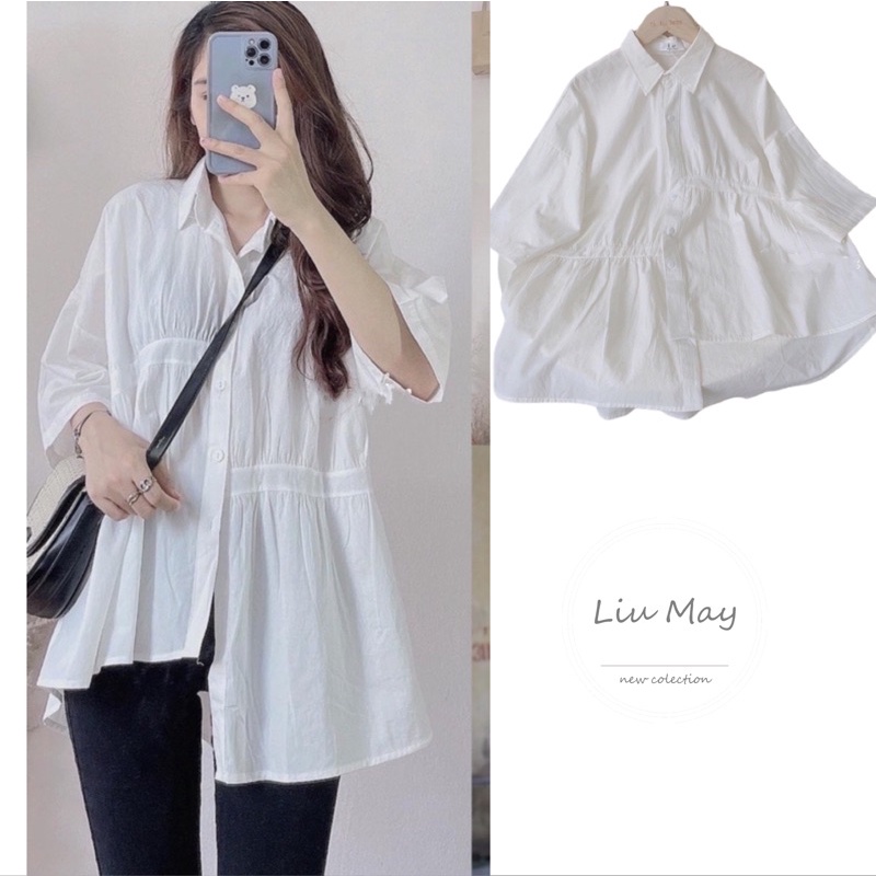 ÁO SƠ MI TRẮNG VẠT LỆCH 🦋 SƠ MI đi học Nữ Vạt Bèo Hotrend 🦋 Nasu may