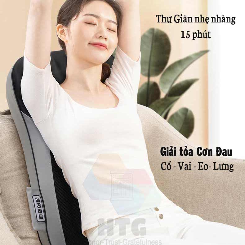 Đệm massage cổ vai eo lưng Leerkang LEK-918-5C chế độ massage 3D, tích hợp nhiệt hồng ngoại, 3 cường độ xoa bóp tùy ý