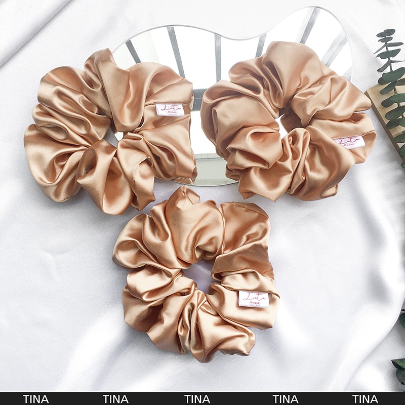 TINA - Dây chun buộc tóc Satin Scrunchies Handmade I Gold palette