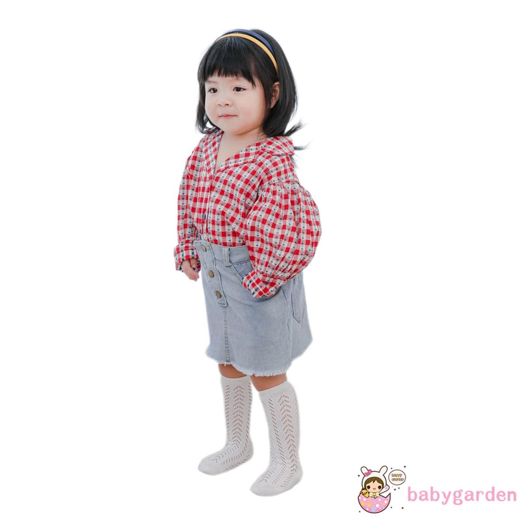 BABYGARDEN-Baby Girls Fashion Socks Hollow Out Knee-high Socks Comfortable Solid Color Socks