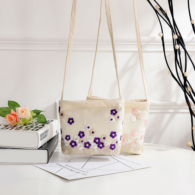 Túi tote vải canvas mini mềm đeo chéo phong cách nữ hàn quốc đẹp giá rẻ màu trắng