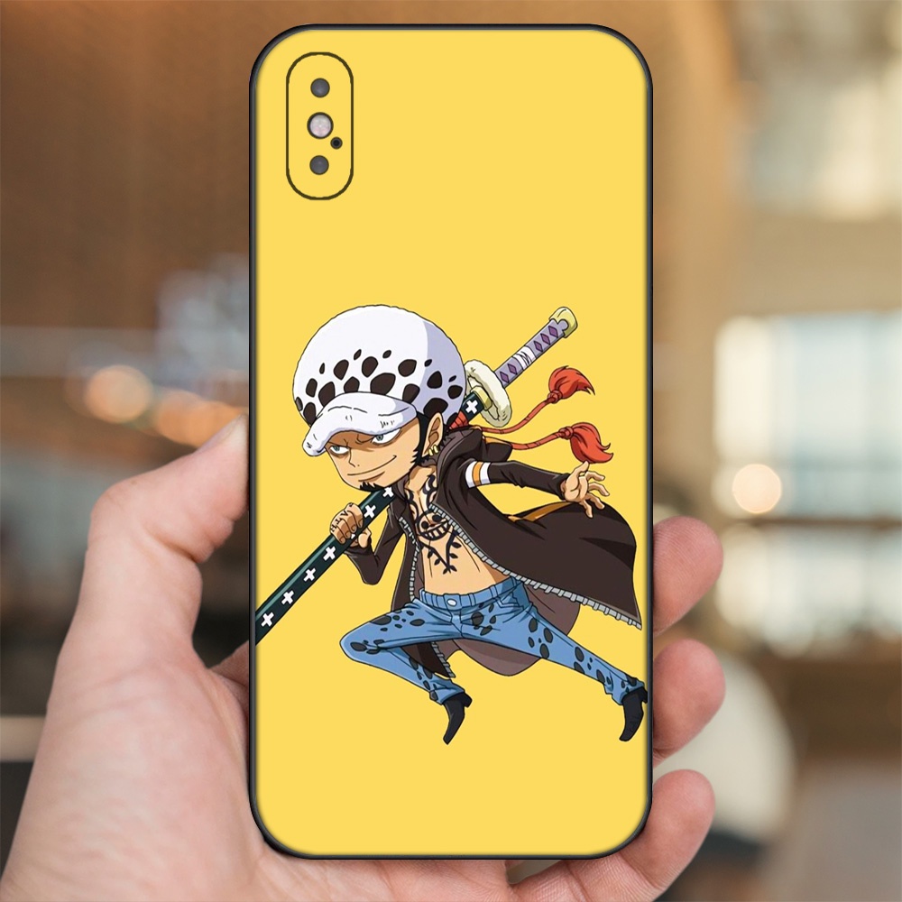 Ốp lưng iPhone X, Xs dẻo đen cạnh vuông in hình Law One Piece