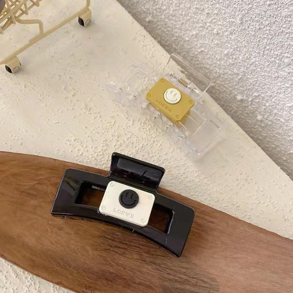 IVORY Kẹp Tóc Càng Cua Hình Mặt Cười Bằng Acrylic Phong Cách Hàn Quốc