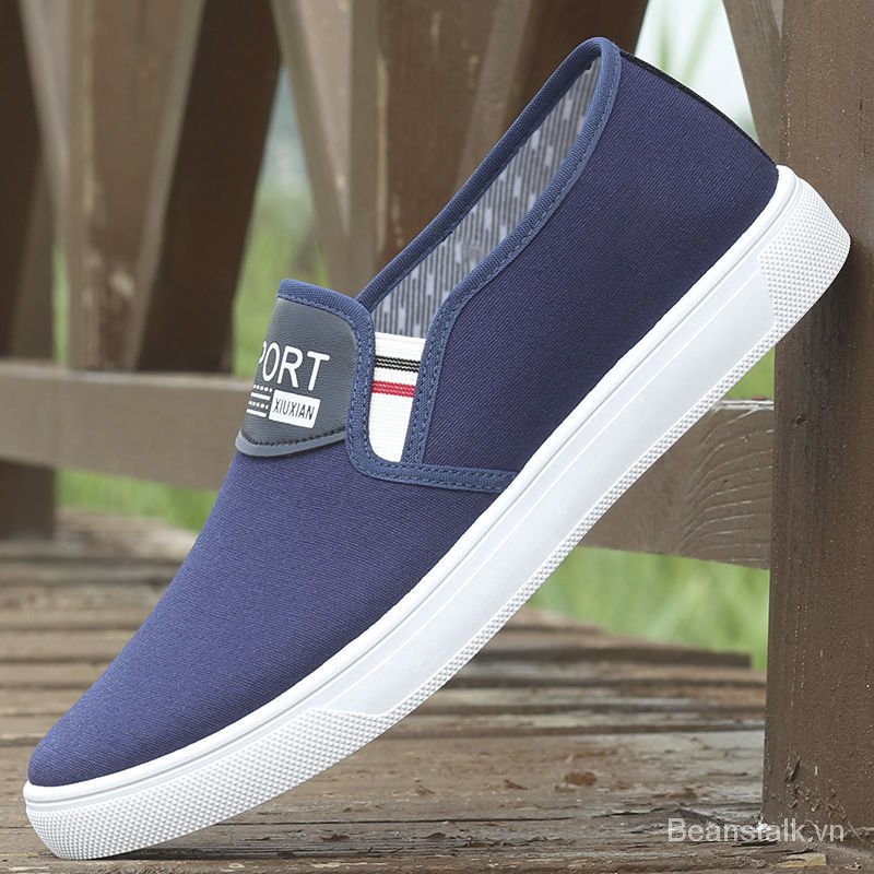 Giày lười vải canvas cổ thấp thời trang phong cách Hàn Quốc cho nam