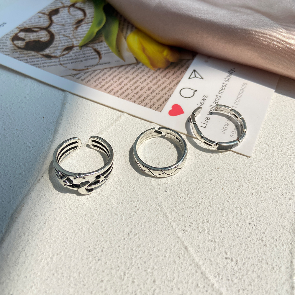 iF YOU Bộ nhẫn đeo ngón tay kim loại đính đá thanh lịch cá tính thời trang dành cho nữ