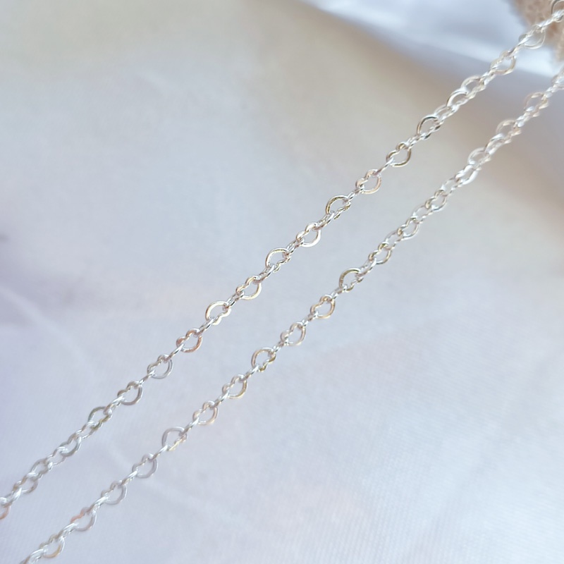 Dây Chuyền Chuỗi Xích Bằng Đồng Màu Bạc Hình Trái Tim Nhỏ Xinh Xắn Dùng Làm Trang Sức Thủ Công DIY