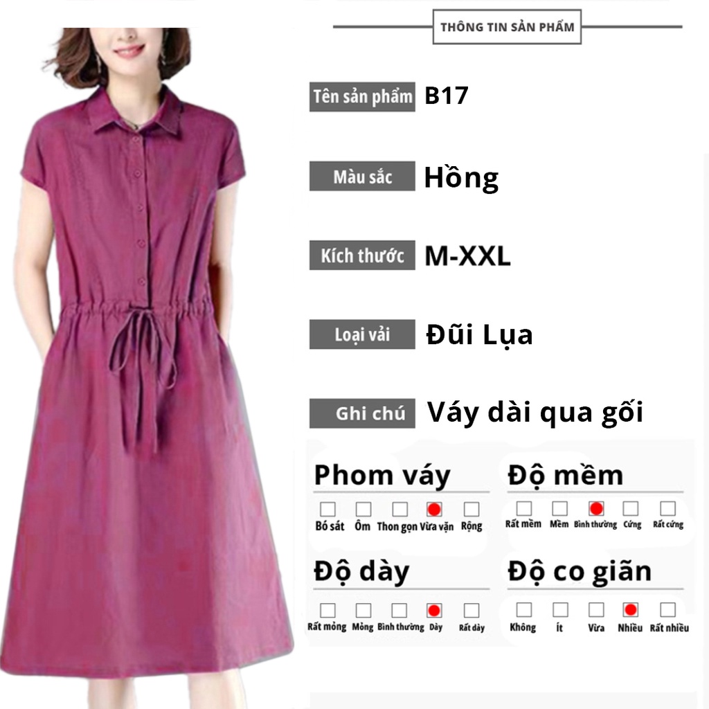 Váy trung niên sang trọng bigsize cho mẹ cao cấp dự tiệc thiết kế dáng suông đẹp B17 - WB WOMAN &amp; BEAUTY