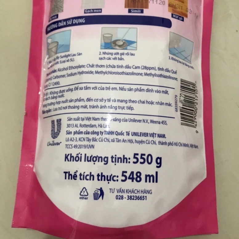 Túi Nước Lau Sàn Sunlight  Hương Hoa LiLy, Chanh Xả Cực Thơm, Giao Ngẫu Nhiên
