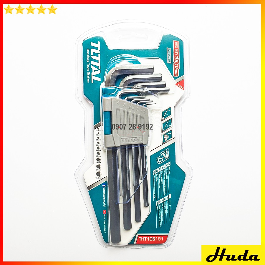 1.5-10MM BỘ CHÌA LỤC GIÁC 9 CHI TIẾT TOTAL THT106191 POI