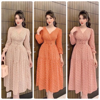 ĐẦM HỒNG HOA NHÍ ĐAN DÂY EO
