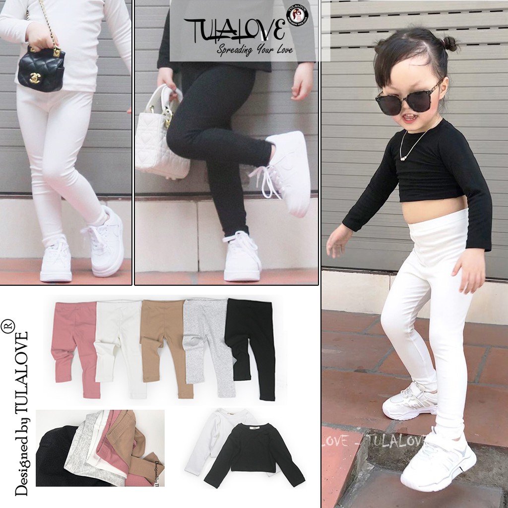 Quần Legging Dài Và Áo Croptop Bé Gái Vải Zip Chất Lượng Cao