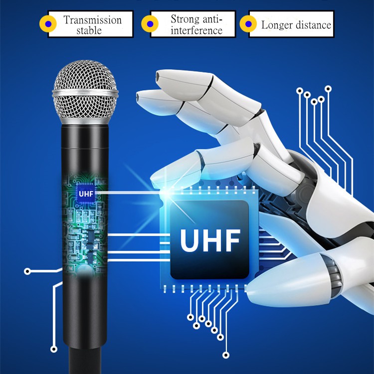 UHF Wireless Microphone,JISSDO Handheld Microphone Wireless mic System  Karaoke