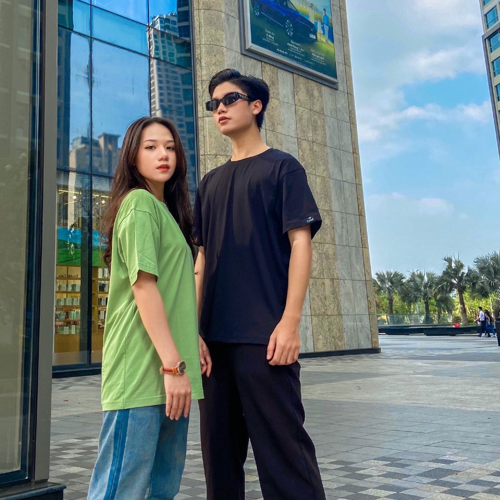 Áo phông nam nữ thun unisex trơn cotton cổ tròn tay lỡ form rộng oversize basic 1 màu đẹp cao cấp rẻ Giisel