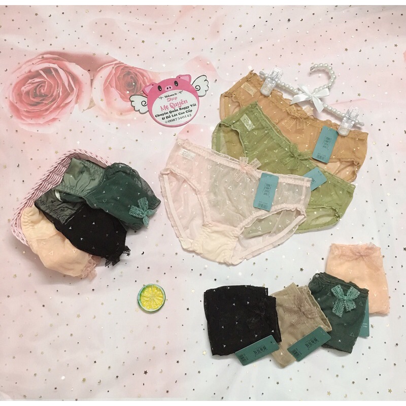 Quần lót ren lưới công chúa- kèm nơ dễ thương, phối viền bèo gợi cảm