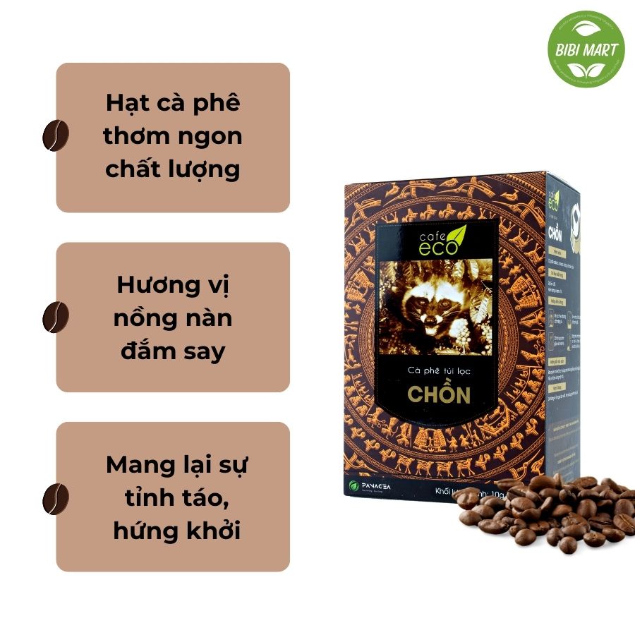 Cà Phê Chồn,Cà Phê Túi Lọc Eco Weasel Drip Coffee ,Hộp 10 Gói Thơm Ngon Đến Giọt Cuối Cùng