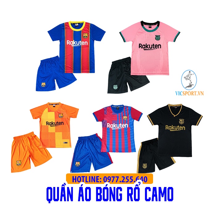 Áo Bóng Đá Trẻ Em, Quần Áo Đá Banh Cho Bé CLB Barcelona Siêu Cưng Vải Thun Lạnh Cao Cấp - Vicspost