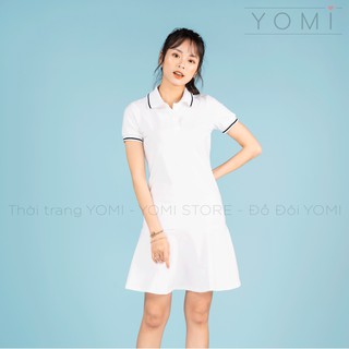 Váy nữ polo đuôi cá, đầm trắng xinh vải mềm mát, thấm hút mồ hôi